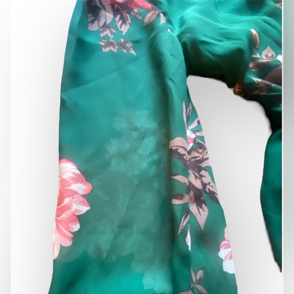 NWOT Ricarica Floral Chiffon Maxi Dress in Forest Green - Picture 5 of 9